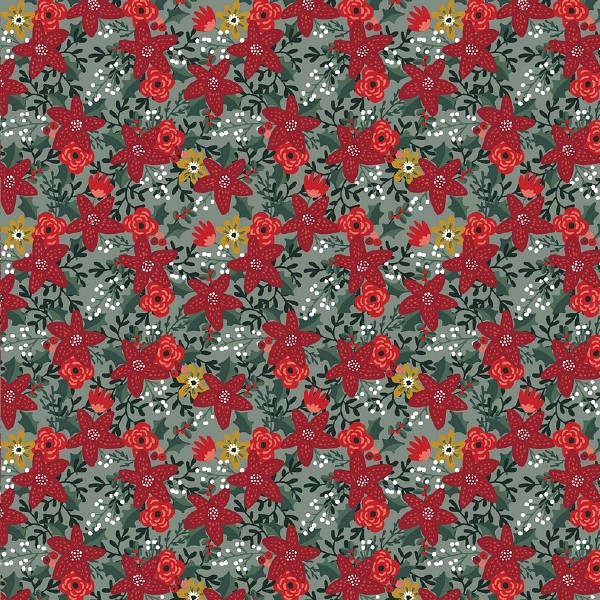 CHRISTMAS FLORAL, DUSTY MINT